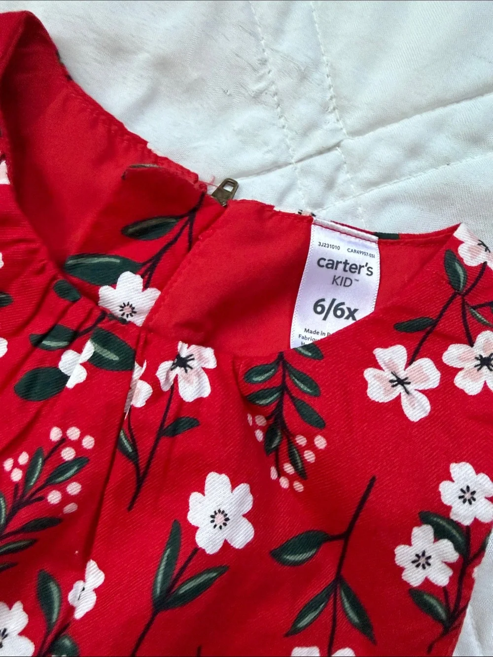 Carter's Red Floral Tie-Waist Sleeveless Dress